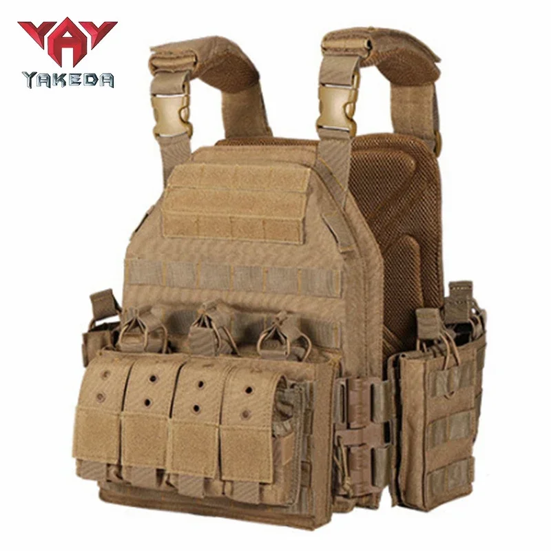 YAKEDA 1000D Nylon Plate Carrier Tactical Vest Outdoor Hunting Protective Adjustable Molle Vest for Airsoft Combat Accessories