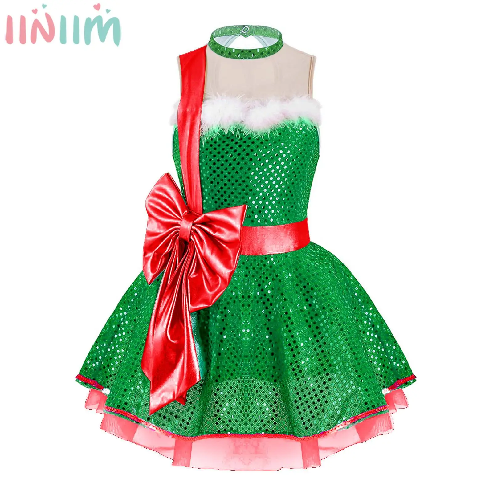 Vestido Navidad Niña Freebily - Body Santa Claus Sin Mangas Terciopelo Para Fiestas