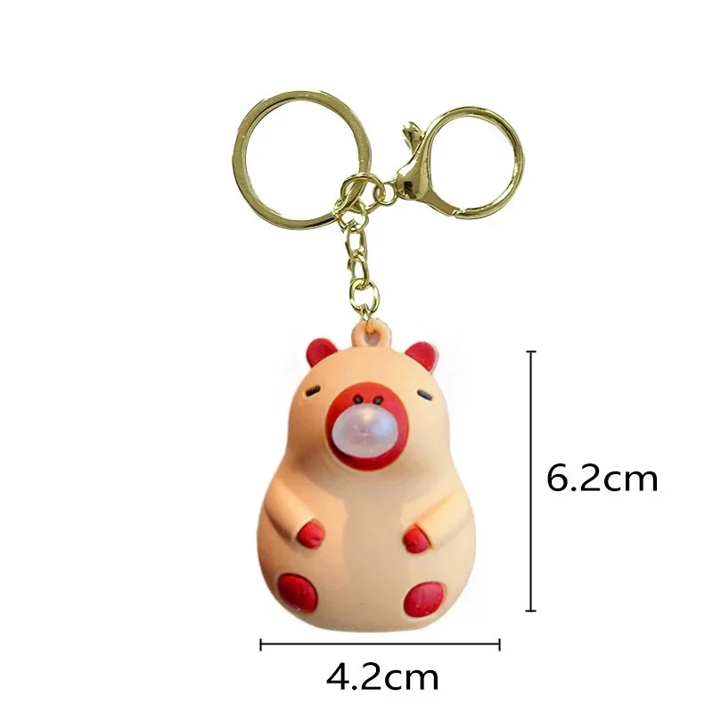 Capybara Doll Pinch Music Keychain Toys Squeeze Spit Bubble Decompression Toy Children's Schoolbag Doll Pendant Decoration