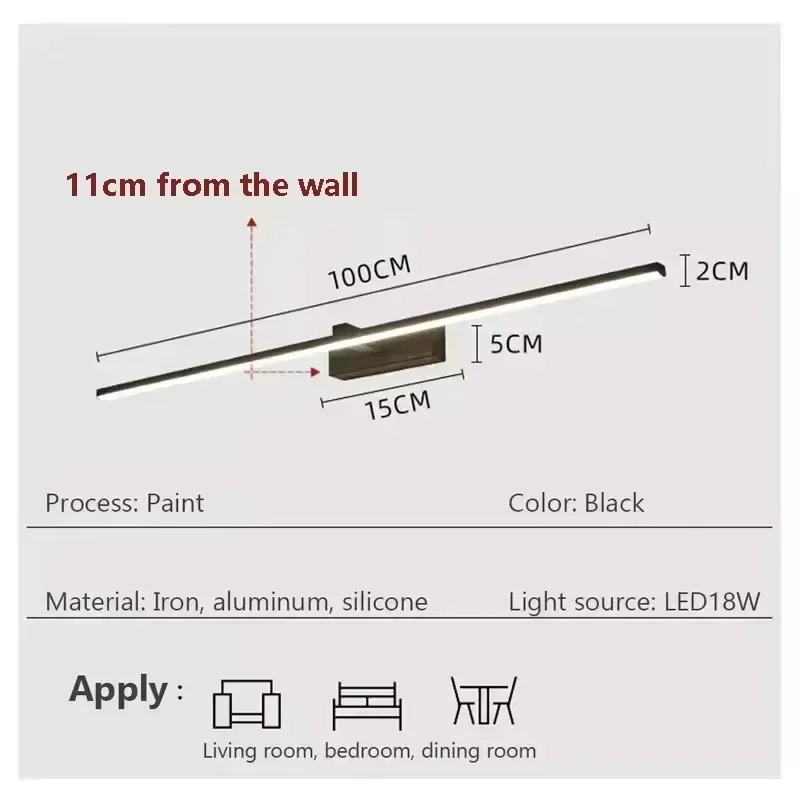 Led Mirror Lights Wall Lamps Recharge Bathroom Wall Light LED Flat Lamp Modern Indoor Wall lamp Bathroom Lighting Make Up