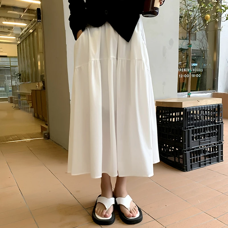 tulle skirt Rimocy Harajuku Solid Color Long Skirt Women 2022 Summer Pockets High Waisted Skirts Woman White Black Pleated Maxi Skirt Mujer skorts for women