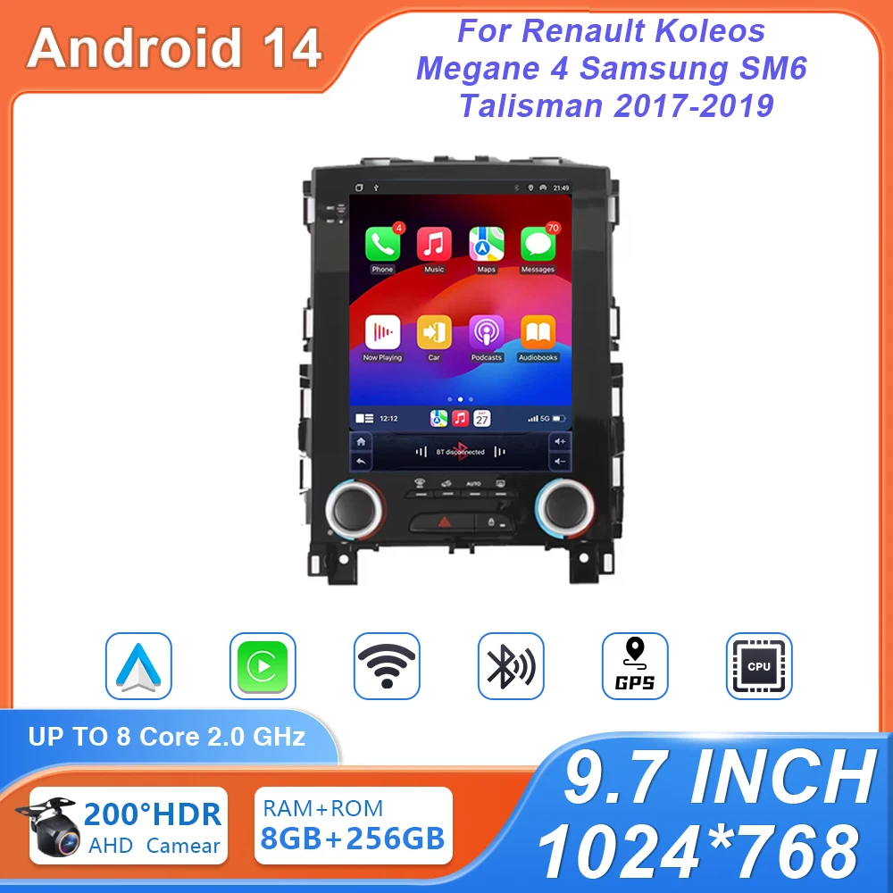 Pantalla Android Aauto para Renault Koleos Megane 4 Samsung SM6 Talisman 2017-2019 navegación GPS Radio Video Multimedia Carplay 4G 1