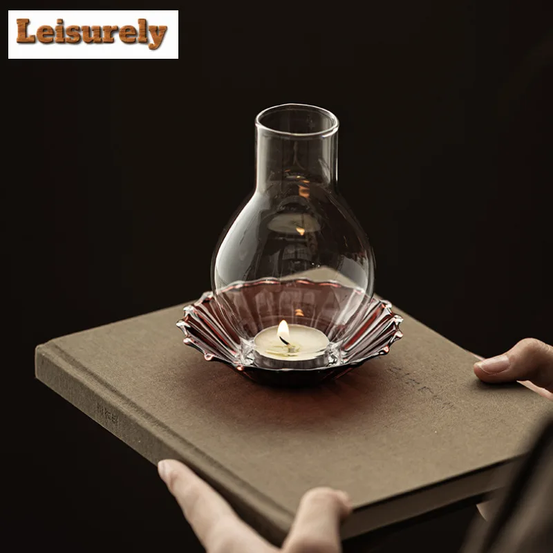 Flower Language Glass Candle Holder Antique Scented Aromatic Candles Candle Lights Teaset Room Decor Accessories Decoration Gift