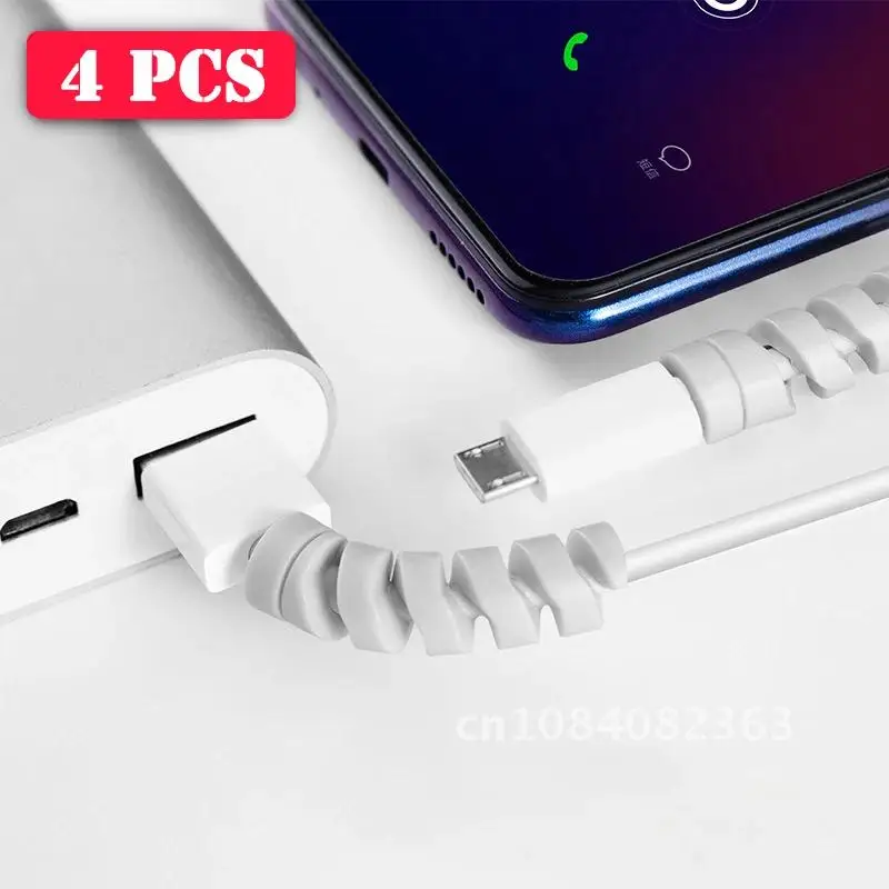 

Silicone Cable Organizer Cover for Iphone Cell Phone USB Charger Cable 4PCS Winder Bobbin Wire Cord Protector Accessory