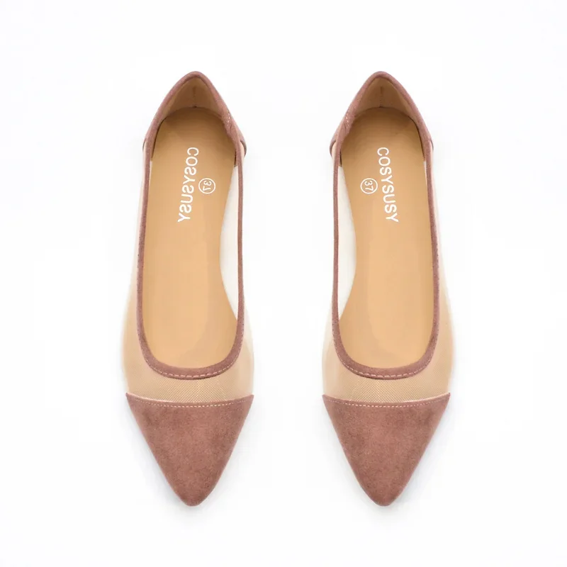 Women's Casual Sandals Pointed Spliced Flat Shoes for Women's Daily Shallow Mouth Fashion Mesh Shoes Single Shoe Women Shoes