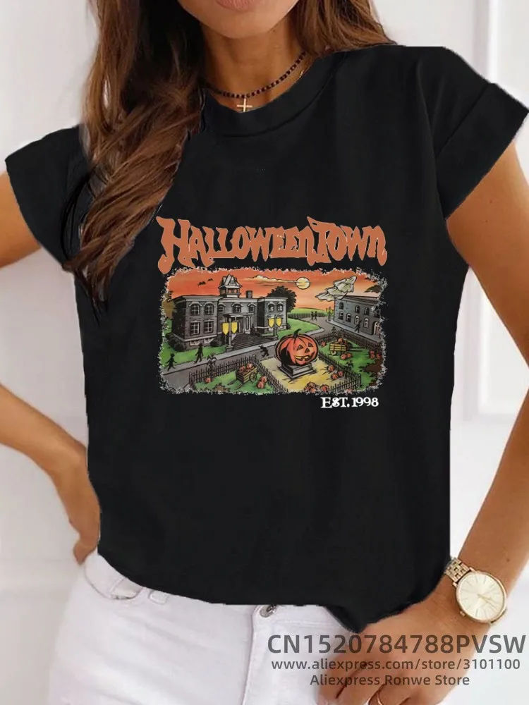 Halloween Party Kürbis Frauen Grafik T-shirt Täglichen Mädchen Y2K Harajuku Schwarz Rosa Rot T Tops Weibliche Sreewear Kleidung