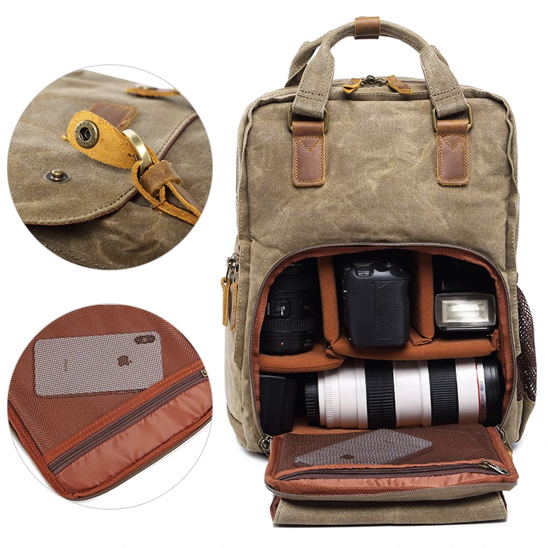 Vintage Camera Backpack for DSLR Photography Business 14" Laptop Bags