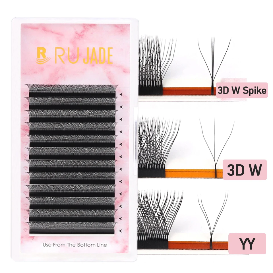 

RUJADE Spikes 3D W Shape Lash Clover Bloom Cluster Premade Volume Fans YY W Eyelash Extensions Faux Mink Individual Lashes Cilio