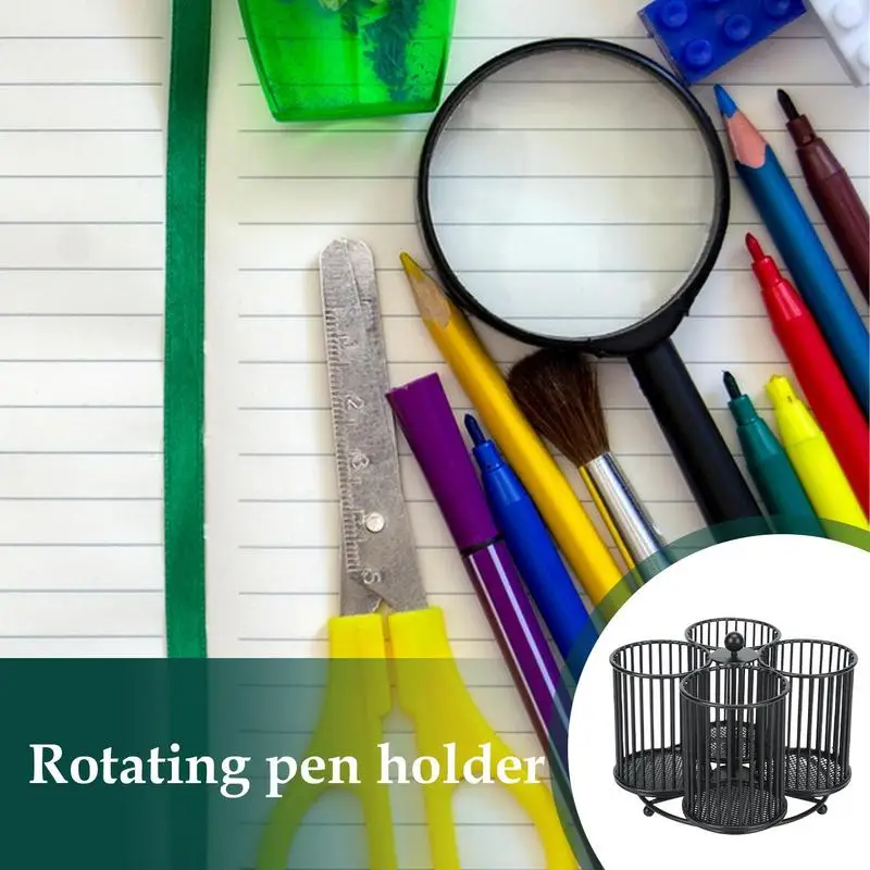 

Вращающийся держатель для ручек, держатель для кухонной утвари, вращающийся на 360 градусов держатель для посуды, маркер, органайзер, 4 отделения для обеденных столов