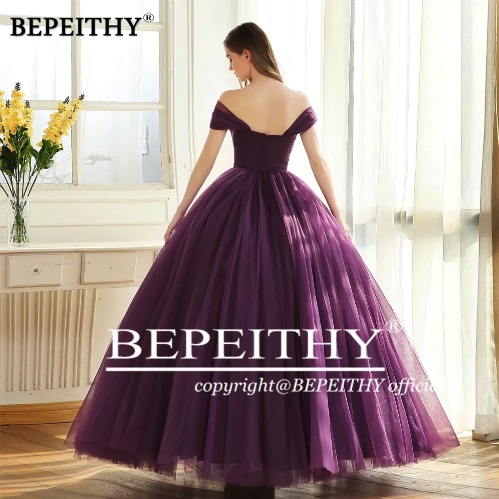 Bepeithy Off De Schouder Baljurk Lange Avondjurk Partij Elegante 2023 Robe De Soiree Paars Prinses Prom Jurken Mouwloze