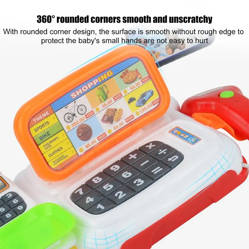 Cash Register Toy Cashier Pretend Play With Calculator Colorful Children's Supermarket Checkout Role-Play Cashier Set For Kid Bo 5