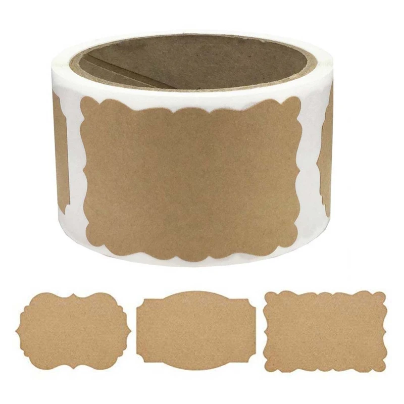 100 Pcs/Roll Blank Kraft Paper Labels Sticker Gift Tags Decoration for Jam Jars