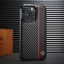 Premium Carbon Fiber Leather Phone Cover - Sleek Business Design with Anti-Slip Protection for iPhone 11 Pro Max (Black)