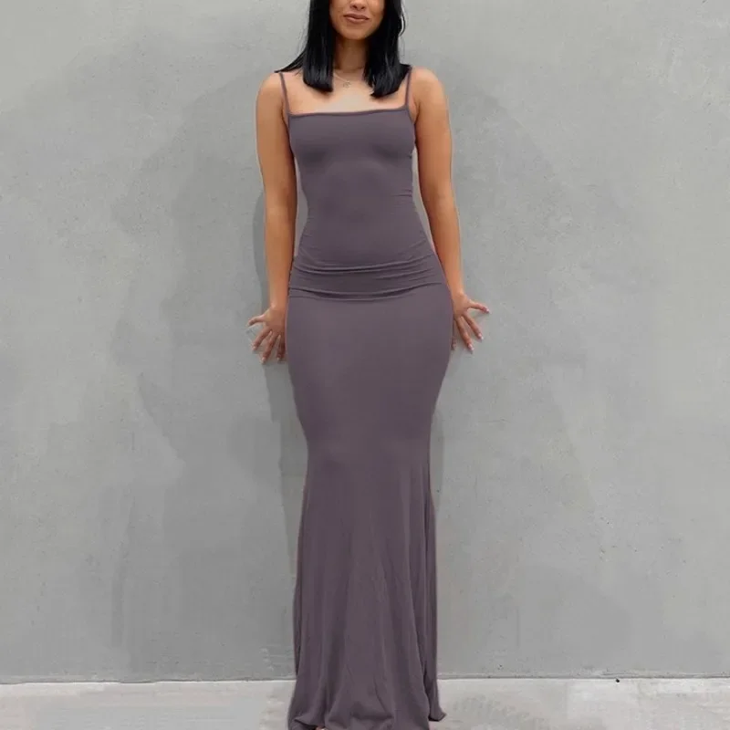 Sleeveless Backless Slim Sexy Maxi Dress Women Party Y2K Concise Bodycon Elegant Birthday Dresses Female Clothing