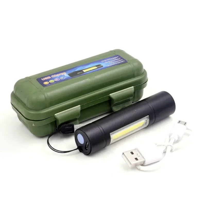 

led flashlight Mini torch work lamp rechargeable usb charging lantern tactical flashlights hunting lanterna xpe+cob linterna