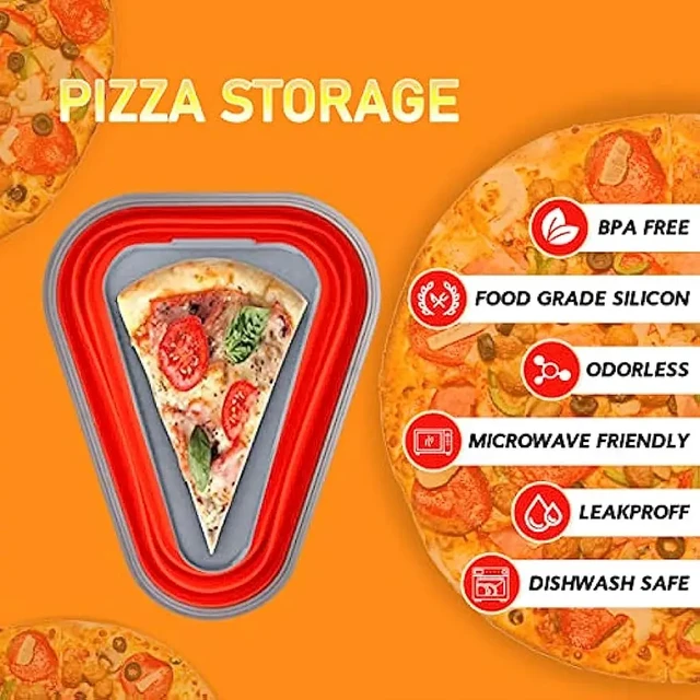 Pizza Storage Container with 5 Microwavable Trays，Reusable Expandable  Silicone Pizza Slice keeper Container - AliExpress
