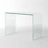 Bent Glass Computer Desk Rectangular Shaped PC Laptop Workstation Table for Home Office, 43.3" L, Clear 1