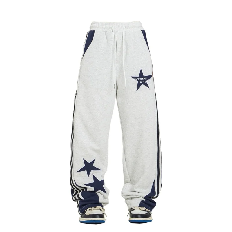 

High Street Casual Sweatpants Women Retro Star Straight Wide Leg Pants Loose Drape Trousers Joggers Women Streetwear Y2K
