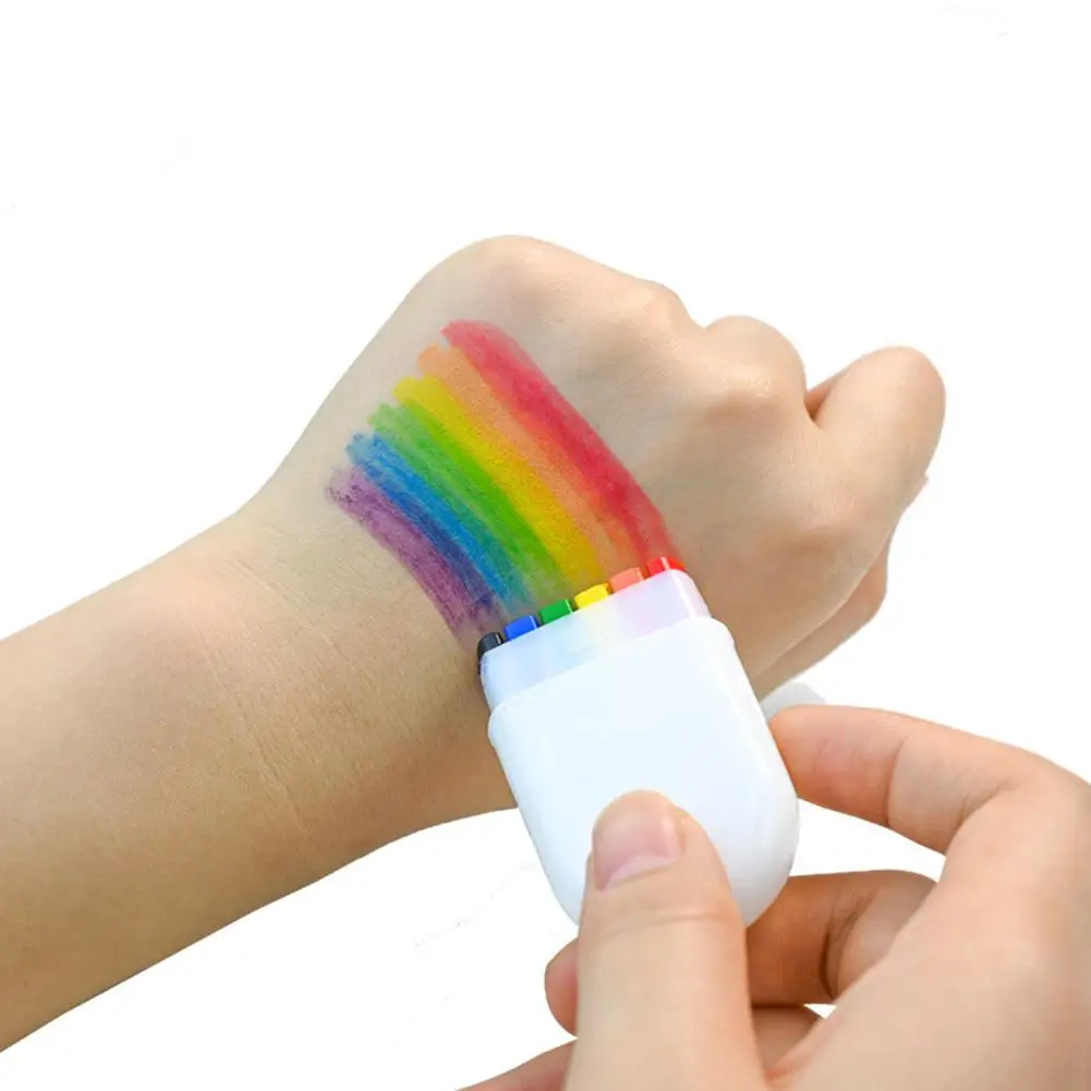 1/2 Pcs Rainbow Pride Face Body Paint Pen Marker Washable Pigment Tool Body Makeup Tattoo Colored Party Does Oil B9w8