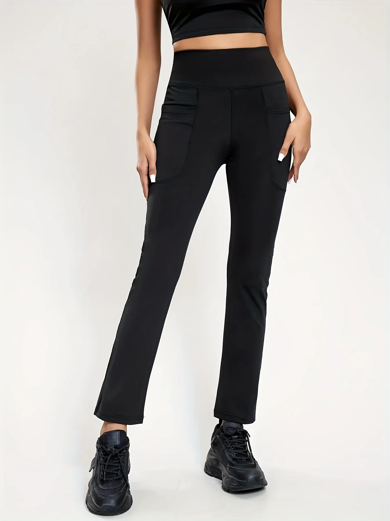 JSC Flare Women Leggings Solid Casual Yoga Wear Sports Bell Bottoms Pants High Waist Stretch Fitness Slim Training Leggins