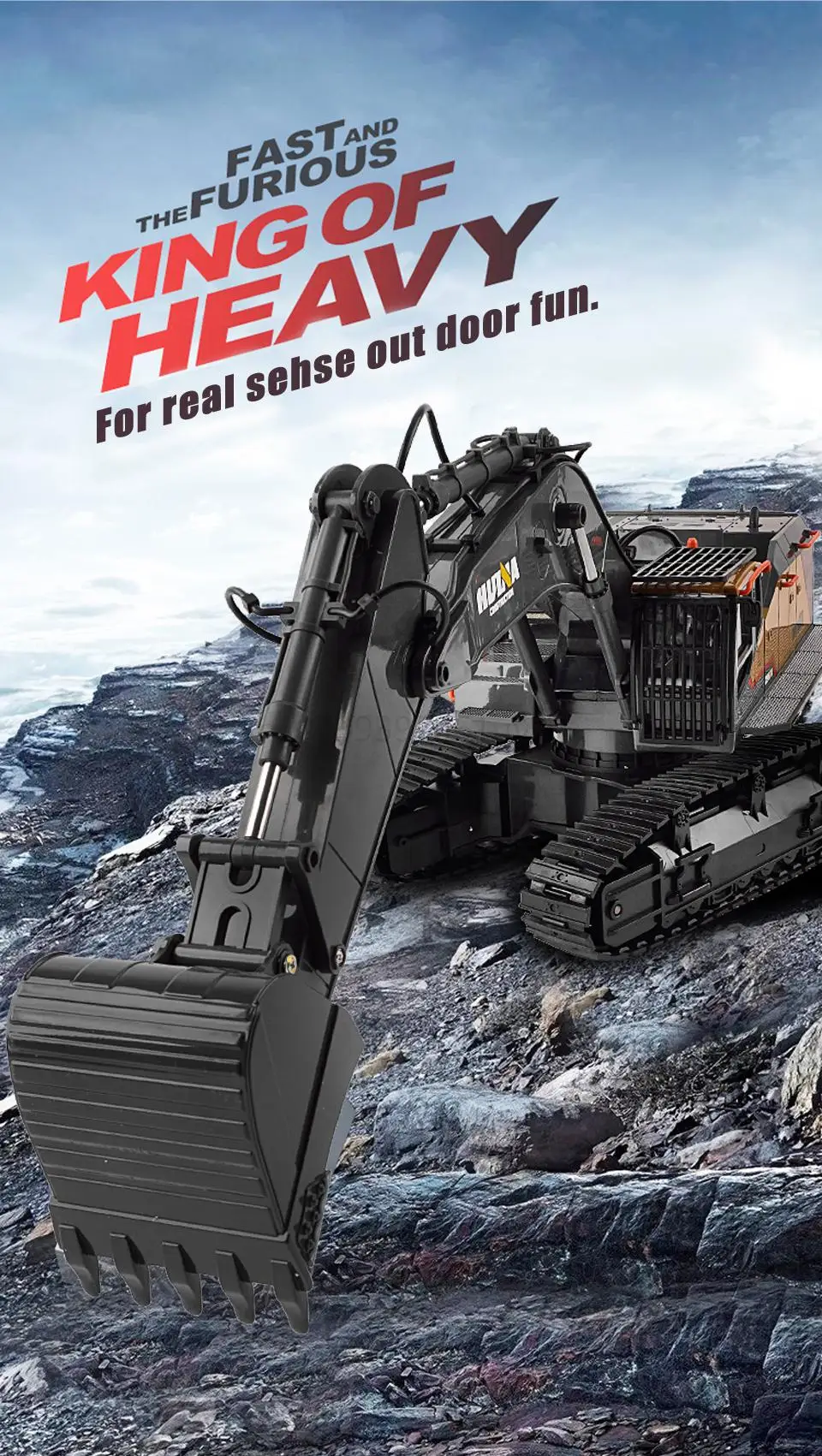 Sa3b55f8852b44cd3ba36722e4d8df20b3 Huiner No-1592 1/14 Rc koparka gąsienicowa Alloy 2.4ghz sterowany radiowo samochód 22 kanałowy urządzenie inżynieryjne zabawki dla chłopca prezent urodzinowy