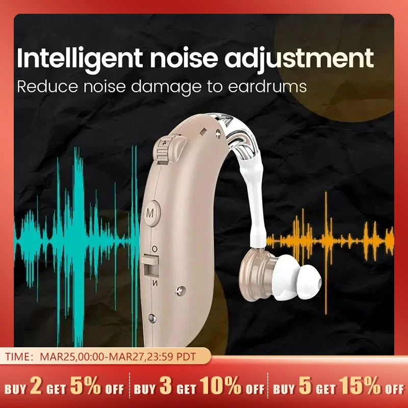  1Set Mini Digital Hearing Aid for Elderly Portable Sound Amplifier Rechargeable BTE Adjustable Hearing Aid for Seniors 