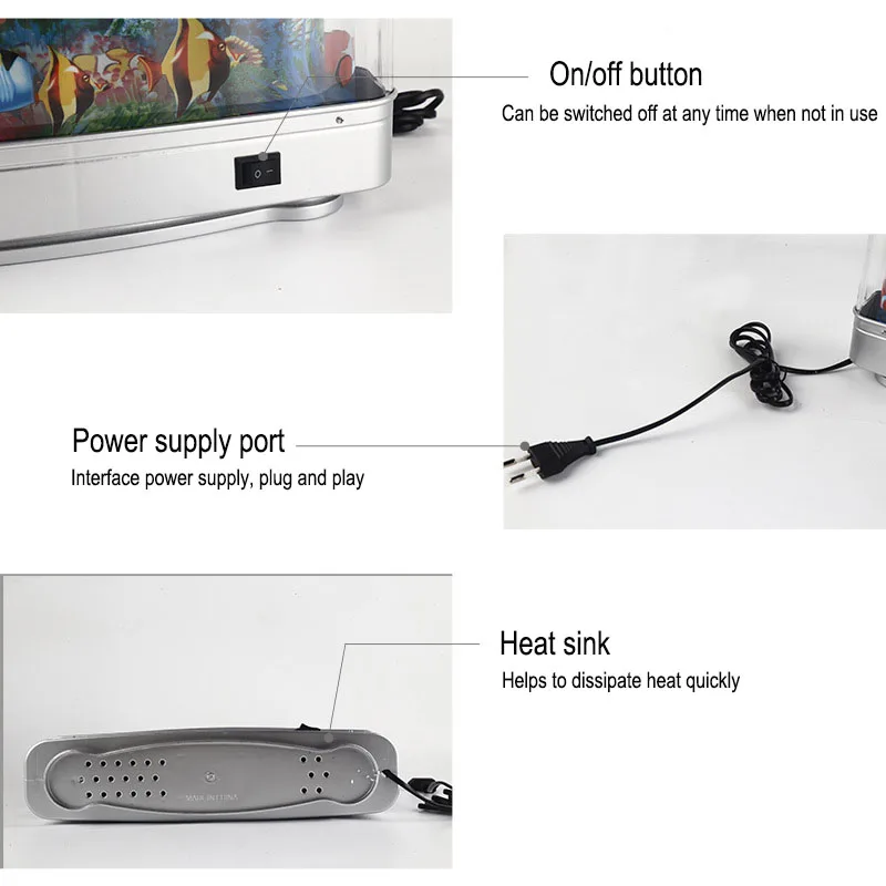 Lampada LED Acquario Virtuale - Decorazione Con Pesci Tropicali, Luce Notturna, Effetto Acqua Movimento