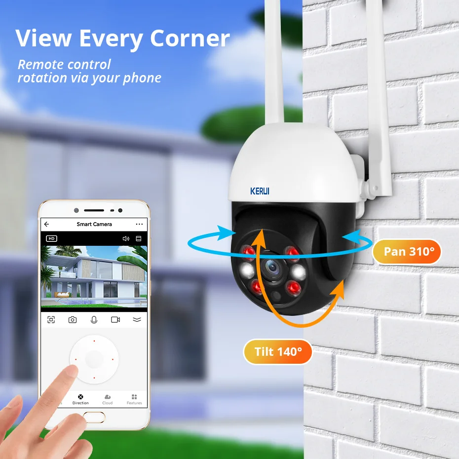 KERUI 3MP 5MP Tuya Camera Outdoor PTZ WIFI Surveillance Camera Smart Home Auto Tracking Waterproof CCTV Security Protection