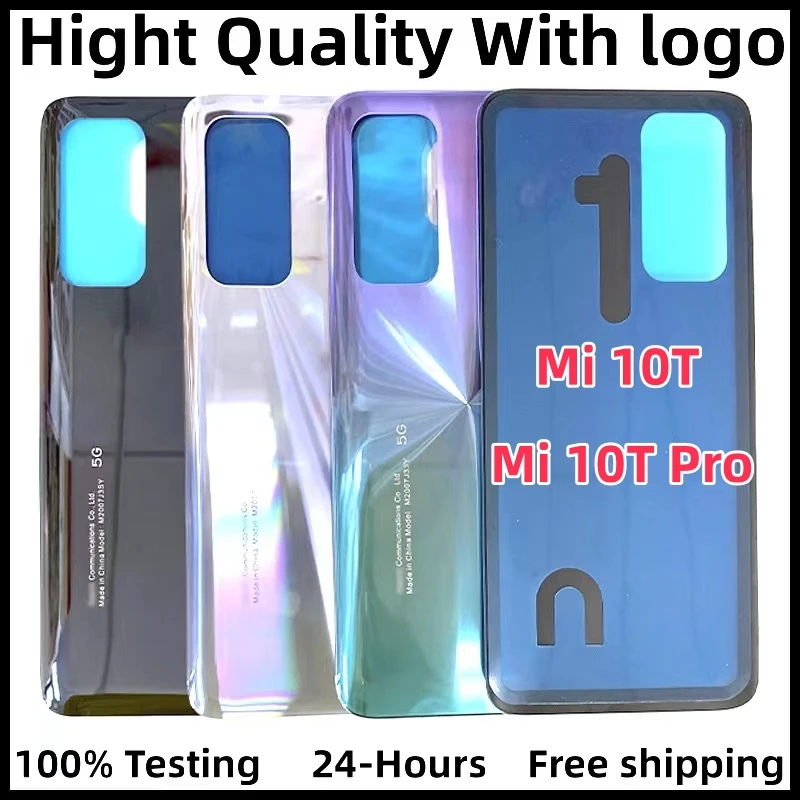 

NEW For Xiaomi Mi 10T Mi10T Pro 5G M2007J3SY Battery Cover Back Glass Panel Rear Door Lid Shell Housing Case + Adhesive + Logo