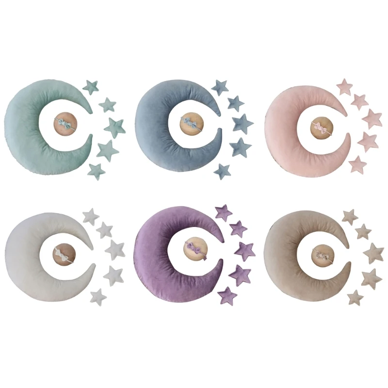 

Moon Pillow Headwear for Infant Boy Girls 7-Piece Professional Newborn Photography Posing Pillow Props Set