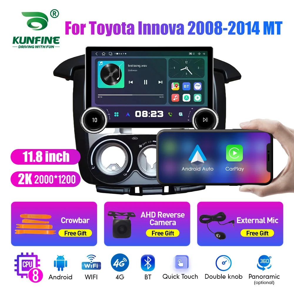 

11.8 Inch 2K Double Knobs 2 Din Car Radio For Honda Innova 2008-2014 Car Radio DVD Multimedia Video Player Android Auto Carplay