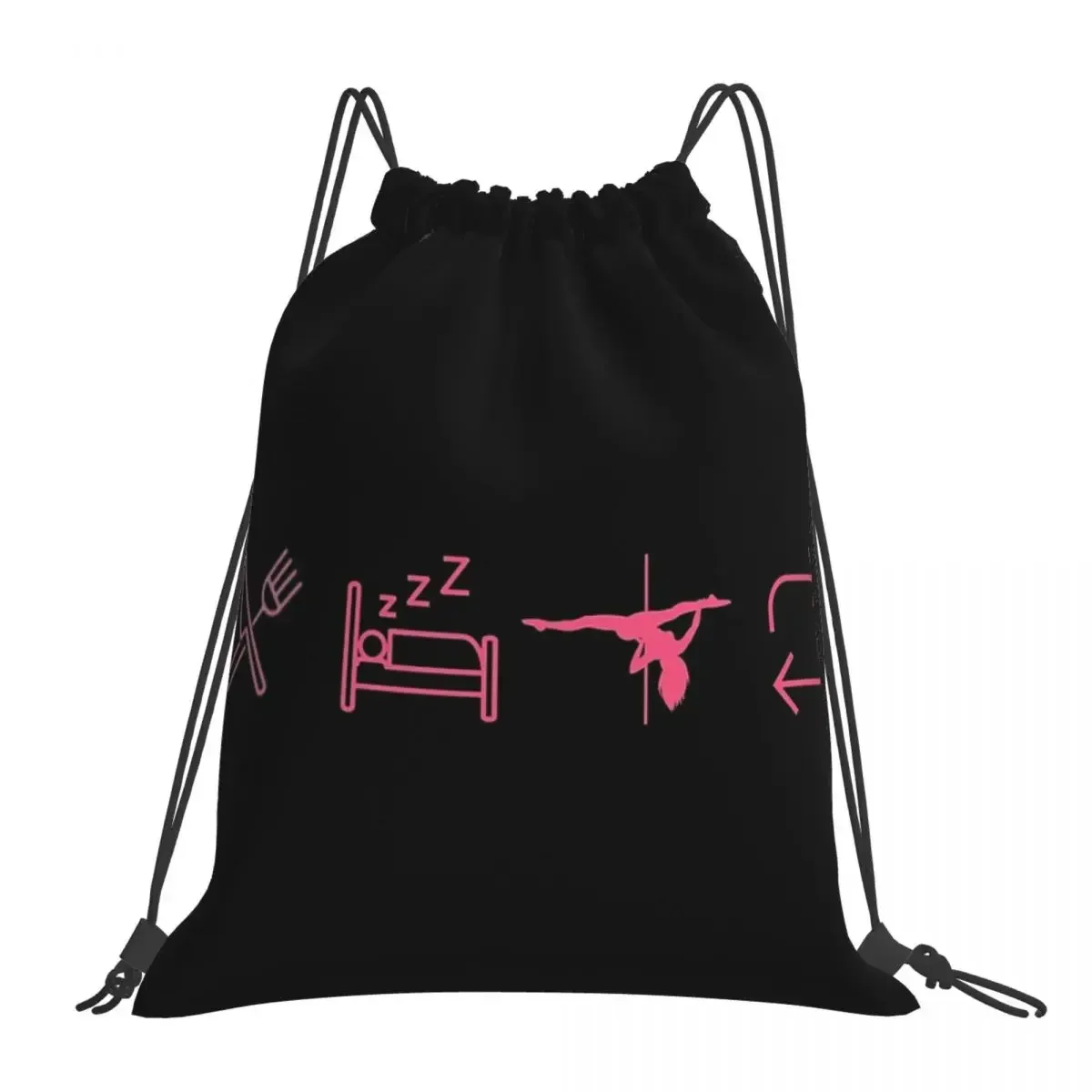 

Eat, Sleep, Pole Dance, Repeat - Black Icons Backpacks Portable Drawstring Bags Drawstring Bundle Pocket Sports Bag Book Bags