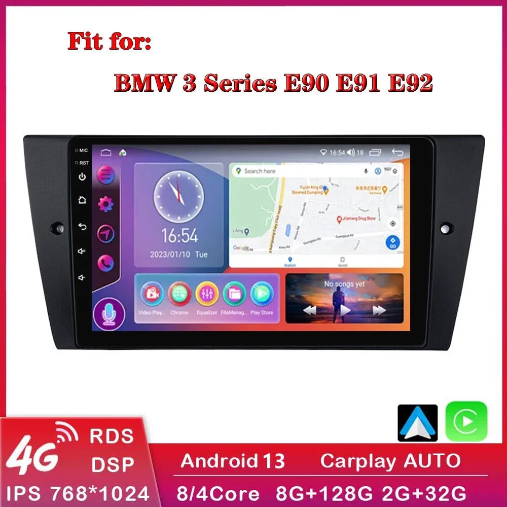 

Автомагнитола для BMW, мультимедийная стерео-система на Android 13, с 4G + Wi-Fi, GPS, видеоплеером, без dvd, для BMW 3-Series E90, E91, E92, E93, типоразмер 2 din
