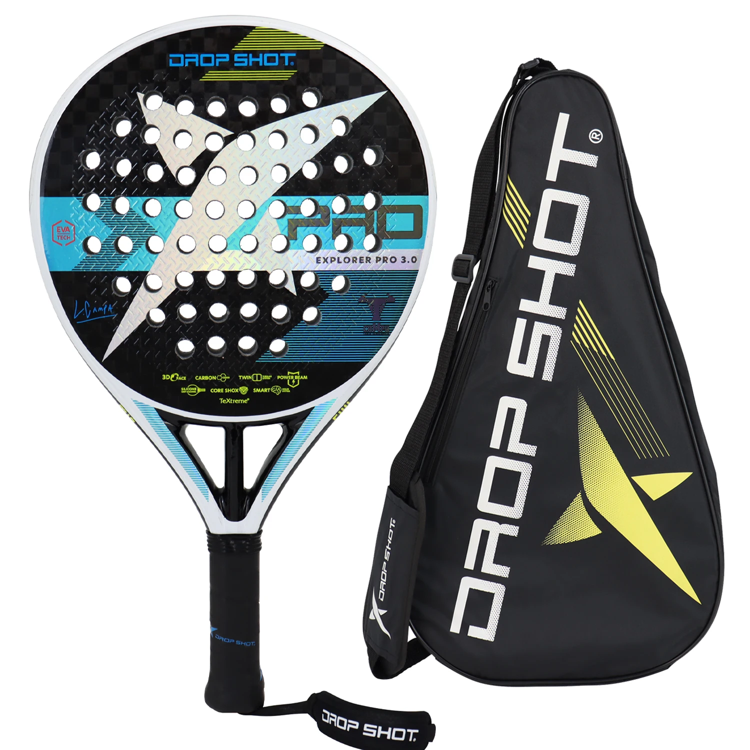 Padel Tennis Racket with Cover Bag Carbon Fiber EVA Teach Rubber Paddle