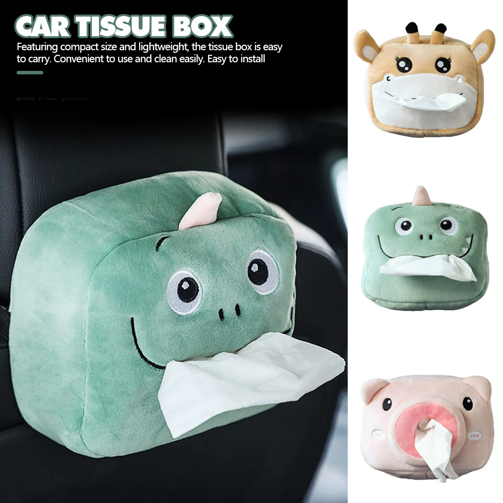 Car Tissue Box Plush Animals Cute Napkin Tissue Paper Holder Car