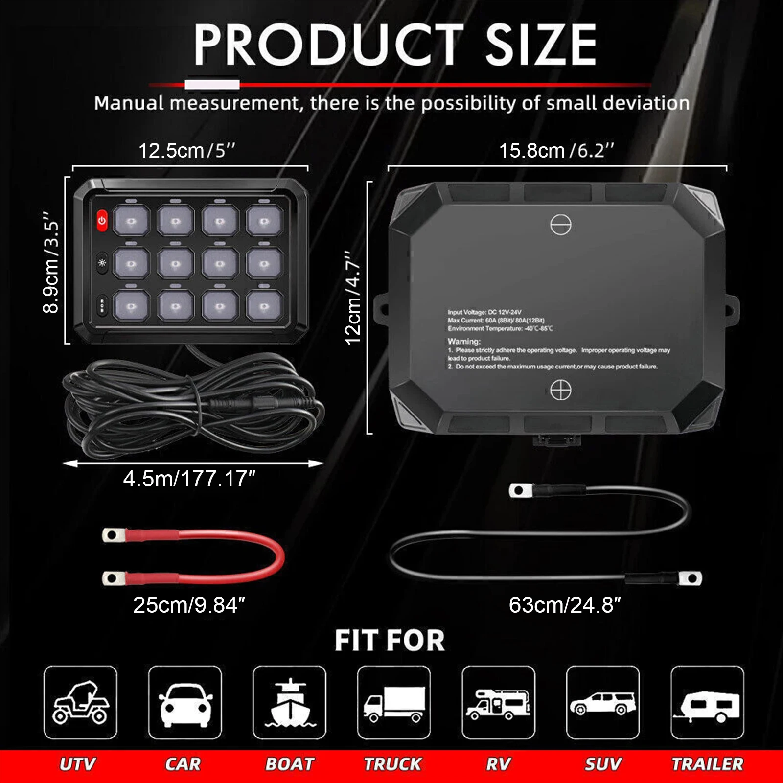 Electronic Relay System 12/24V Caravan Control Panels DIY Backlit Universal Circuit Control Panel for Car Truck Offroad RV Van