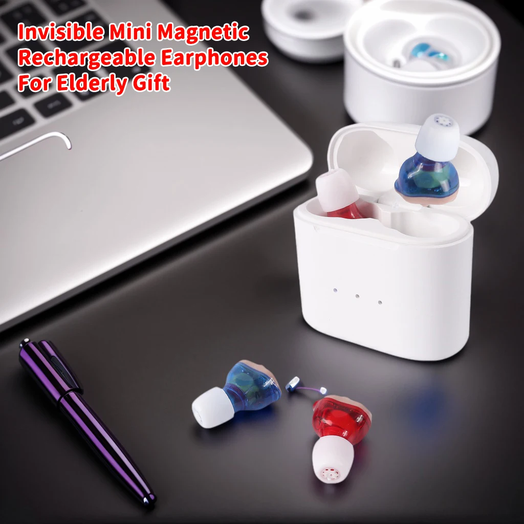 Rechargeable Portable Mini Boost Hearing Earphones Long Battery Life Power Display Noise Reduction Earbuds For Elderly Gifts