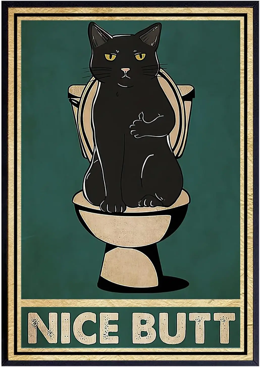 

Funny Cat Bathroom Wall Art Nice Butt Cat Poster Black Cat Nice Butt Sitting on the Toilet Restroom Wall Decor