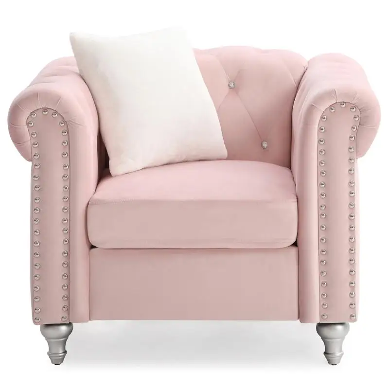 Contemporary Pink Lounge Chair – Modern Living Room Accent 3
