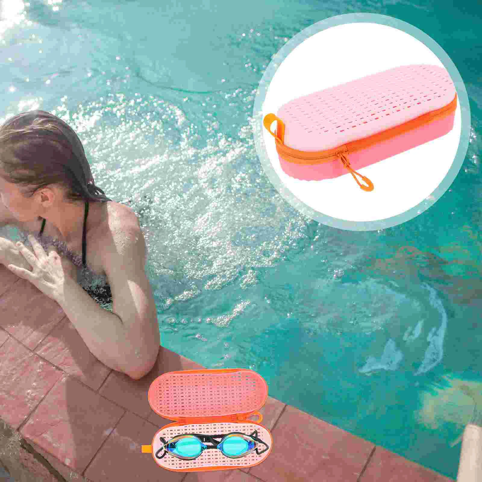 

Goggles Swimming Storage Box Silicone Eyewear Cases Boxes Double Sided Carrying Drain Hole Protective Container