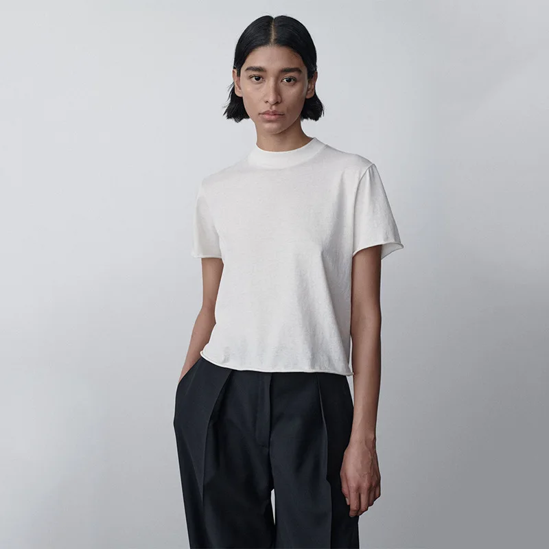 

The Ro * Women's Monochromatic Simple Crew Neck Crop Tops, Harajuku Shirts, Cotton Tee Shirt, Classic Clothes, Y2k