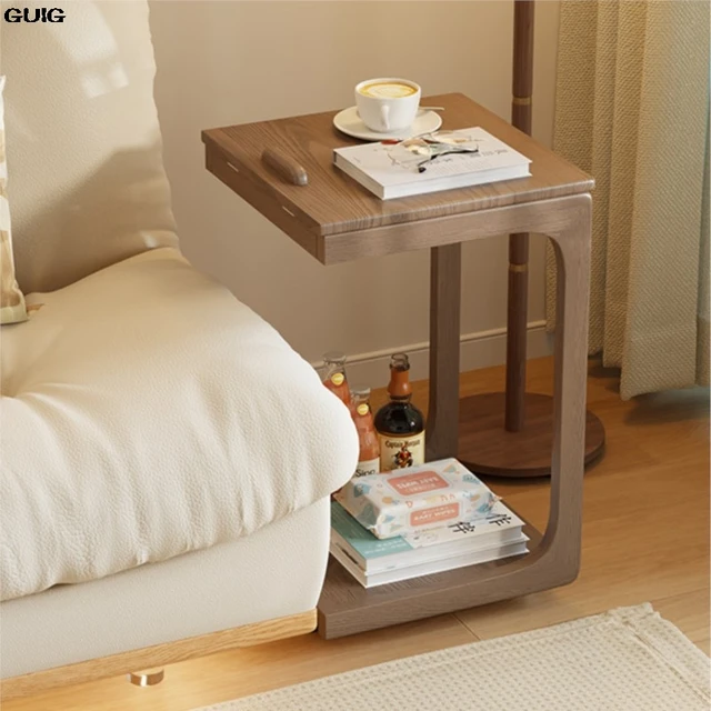 GUIG Mobile Small Coffee Table Home With Wheel Bedroom Multi-functional Clamshell Bedside Table Living Room Sofa Side Table 3