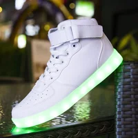 New Cross-Border High-Top LED Light-Up Shoes Korean Style Couple Shoes Charging EVA Sole Casual Shoes Summer China Mainland Orig