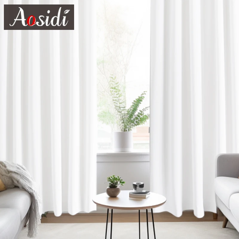 White Semi Blackout Curtains for Living Room Bedroom Modern Cloth Curtain in Kitchen Bathroom Tende Treatment Wedding Decoration