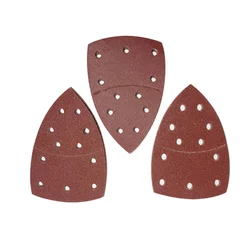 Disque de ponçage triangulaire rouge, 40 pièces, disque de ponçage en forme spéciale avec trou, papier de ponçage en forme de pêche pour outils abrasifs 