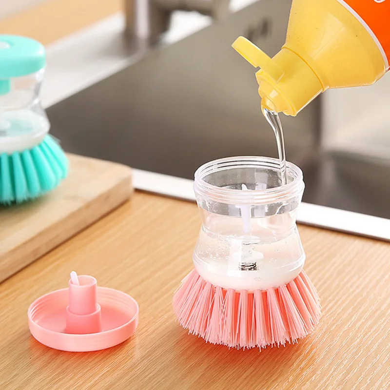Kitchen Dish Cleaning Brushes Automatic Soap Liquid Adding Pot Brush Strong  Decontamination Brushes for Kitchen Accessories