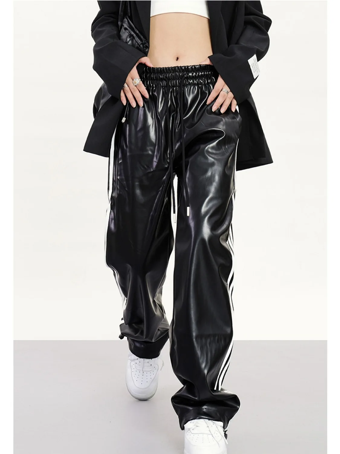 Men Faux Leather Pants Trousers Long Shiny Club Dance Wear Punk Gothic Gold  New