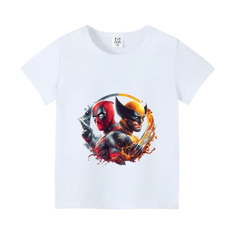 Deadpool Wolverine T-shirt for Kids Summer Short Sleeve Tee Boys Clothes Fashion Children's Clothing Friends Top Shirts Gifts 2