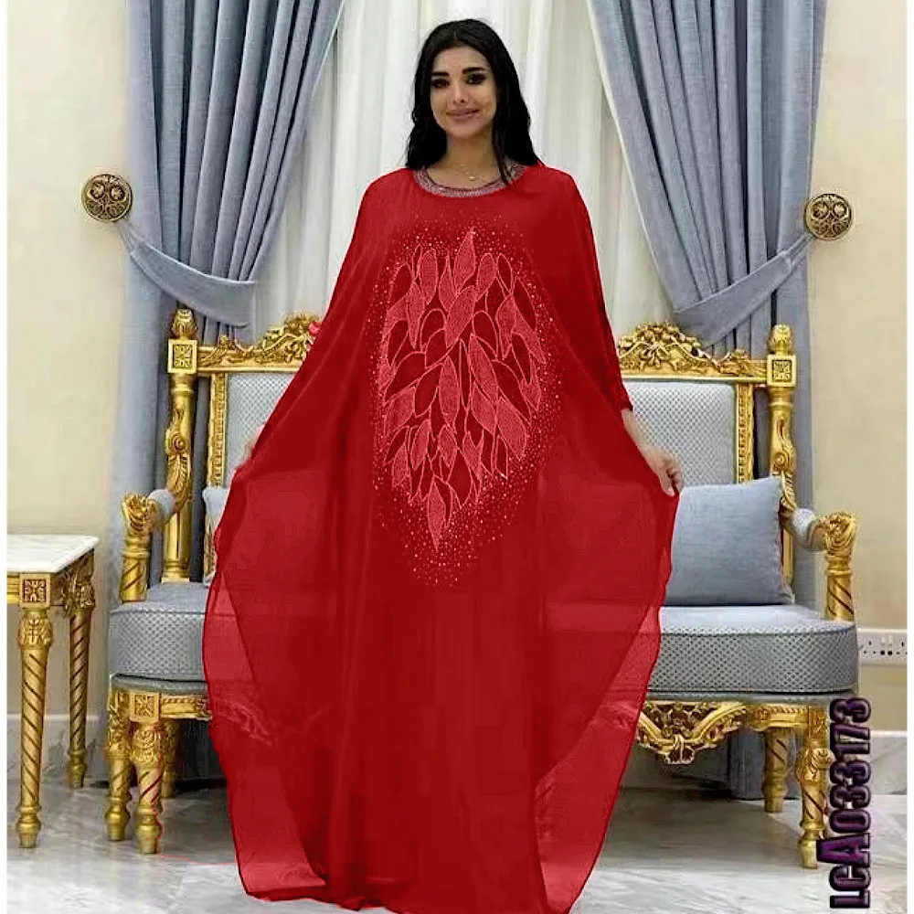 

African Dresses for Women Wedding Evening Party Dress Diamonds Abaya Boubou Robe Africa Dashiki Clothing Kaftan Moroccan Gown