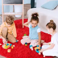 Tapis rouge rond pour chambre d'enfant, tapis en peluche ultra doux, salon moderne, tapis circulaire moelleux, décoration de noël pour chambre d'adolescent 2
